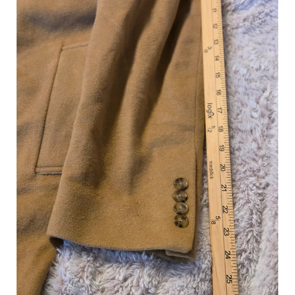 Michael Kors Mid-Length Single Breasted Camel Overcoat Mens 40R Wool Cashmere